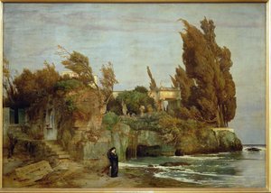 Villa am Meer - Villa in riva al mare, seconda versione ... (dipinto su tela) da Arnold Böcklin