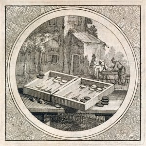Set di backgammon e giocatori da Stichtelyke Zinnebeelde da Arnold Houbraken