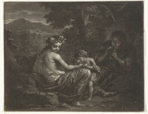 Pastorella e pastore con il loro bambino da Arnold Houbraken