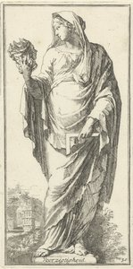 Personificazione della prudenza Prudenza Quarantuno pezzi, vari simboli (serie) da Arnold Houbraken