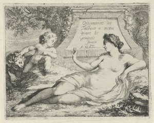 Venere spiata da un satiro (Ordonnances des tableaux a mettre devant les Gemineés) da Arnold Houbraken