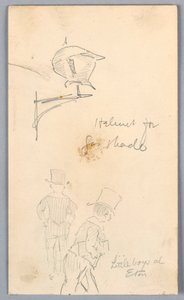 Schizzo di elmo e uomini a Eton da Arnold William Brunner