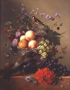 Natura morta con frutta e fiori