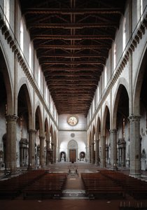 Rinascimento: vista interna della Basilica di Santa Croce progettata da Arnolfo di Cambio (1245-1302/1310) 1294 Basilica di Santa Croce, Firenze, Italia da Arnolfo di Cambio