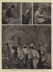 Preparativi per una festa cittadina, la cucina della Guildhall