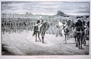 Lord Cornwallis si arrende a George Washington a Yorktown da Arthur Burdett Frost