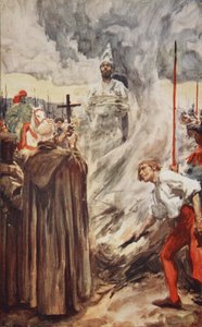 Il rogo di John Huss il 6 luglio 1415, illustrazione da 