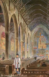 Cattedrale di San Giorgio, Southwark, Londra (litografia a colori) da Arthur Charles (after) Payne
