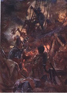 La battaglia infuriava ferocemente e a lungo, illustrazione da Romance of History: The Netherlands da Arthur David McCormick