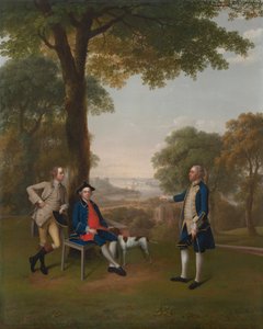 Arthur Holdsworth Conversando con Thomas Taylor e il Capitano Stancombe sul Fiume Dart da Arthur Devis