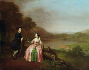 Sir George e Lady Strickland nei giardini di Boynton Hall, vicino a Bridlington, Yorkshire da Arthur Devis