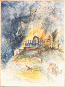 Un Edificio Ecclesiastico in Fiamme con Demoni Sopra da Arthur Frederick Payne