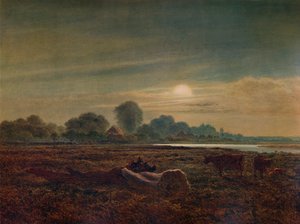 Scena fluviale al chiaro di luna, con bestiame da Arthur Gilbert