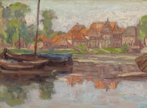 Scena di navigazione, forse in Olanda da Arthur Haythorne Studd