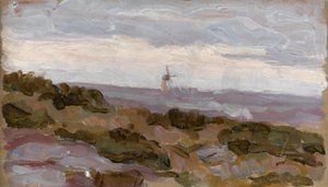 Studio di paesaggio con mulino a vento all