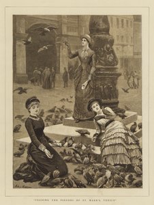 Nutrire i piccioni di San Marco, Venezia da Arthur Hopkins