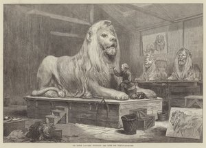 Sir Edwin Landseer che modella i leoni per Trafalgar Square