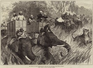 Il Principe di Galles a caccia di tigri con Sir Jung Bahadoor, il momento critico da Arthur Hopkins