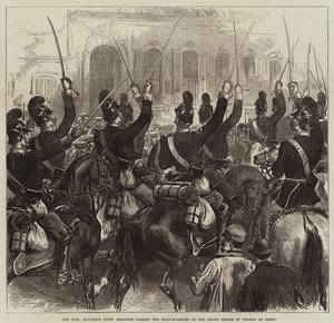 La guerra, Dragoni leggeri bavaresi passano il quartier generale del Principe della Corona di Prussia a Ligny