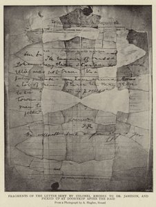 Frammenti della lettera inviata dal colonnello Rhodes al dottor Jameson, raccolti a Doornkop dopo il raid