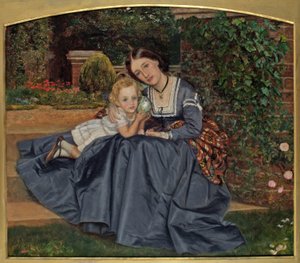 Madre e bambino seduti in giardino, 1865-70