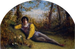 Il giovane poeta - Studio a olio, 1849 da Arthur Hughes