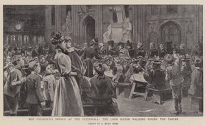 Il pranzo dei bambini alla Guildhall, il sindaco che cammina tra i tavoli da Arthur Kemp Tebby
