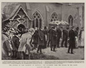 Il funerale di Lady Salisbury a Hatfield, la processione dalla chiesa alla tomba