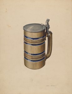 Boccale di birra in gres e peltro da Arthur Mathews