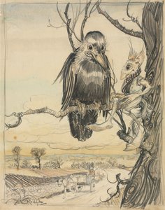 Uno Scoiattolo e un Corvo da Arthur Rackham