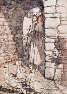 Ahimè! Caro Falada, lì sei appeso, da Le fiabe dei fratelli Grimm, pub. 1909 da Arthur Rackham