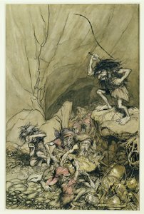 Alberich guida una banda di Nibelunghi carichi di tesori d