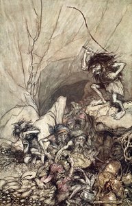 Alberich guida una banda di Nibelunghi con tesori d