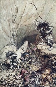 Alberich guida una banda di Nibelunghi carichi di tesori d