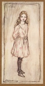 Alice, frontespizio da Le avventure di Alice nel Paese delle Meraviglie, di Lewis Carroll, pub. 1907 da Arthur Rackham