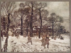 Un pomeriggio quando i giardini erano bianchi di neve, da Peter Pan nei Giardini di Kensington di J M Barrie (1860 - 1937), pub. 1906