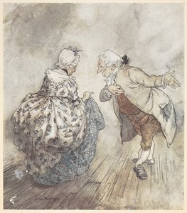 Una coppia anziana in abiti formali pronta a ballare da Arthur Rackham