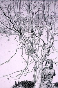 Mentre giacevo pensando, lui cavalcava per la sua strada, illustrazione da 