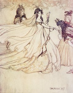 Cenerentola va al ballo, da Le fiabe dei fratelli Grimm, pub. 1909 da Arthur Rackham