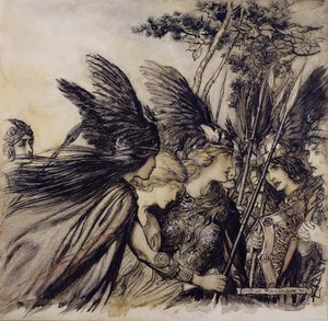 Brunilde implora le Valchirie, illustrazione da L