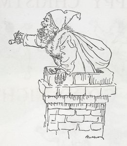 Babbo Natale che scende da un camino da Arthur Rackham