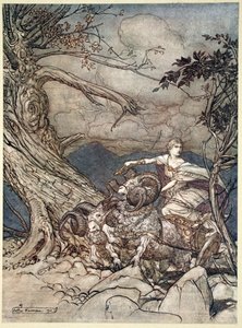 Fricka si avvicina con rabbia da Arthur Rackham