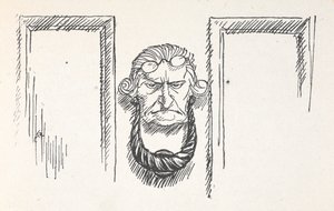 Battente della porta con il volto di Scrooge da Arthur Rackham