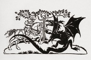 San Giorgio e il drago. Dal libro English Fairy Tales raccontato da F.A. Steel con illustrazioni di Arthur Rackham, pubblicato nel 1927.