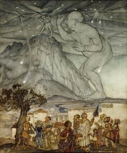 Ercole che sostiene il cielo al posto di Atlante da Arthur Rackham
