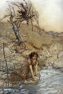 Hermia: Illustrazione di Arthur Rackham per Il Sogno di una Notte di Mezza Estate di William Shakespeare da Arthur Rackham