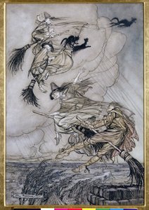 Hey! Su per il Camino Ragazza! Hey Dopo di te!, illustrazione in The Ingoldsby Legends of Mirth and Marvels, 1907 da Arthur Rackham