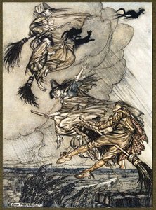 Ehi! Su per il camino, ragazza! Ehi, dopo di te!, da Le leggende di Ingoldsby, pub. 1907 da Arthur Rackham
