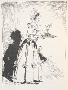 Illustrazione di una donna che porta un budino di Natale