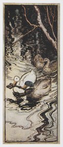 Illustrazione di due anatre che portano una chiave da L